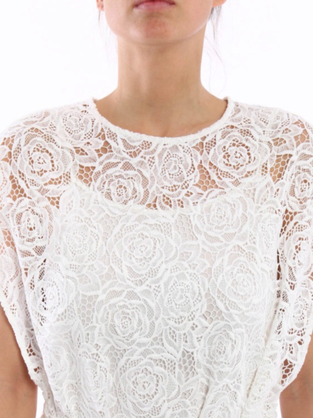 Alexander McQueen Ivory Lace Mini Dress with Black Leather Belt